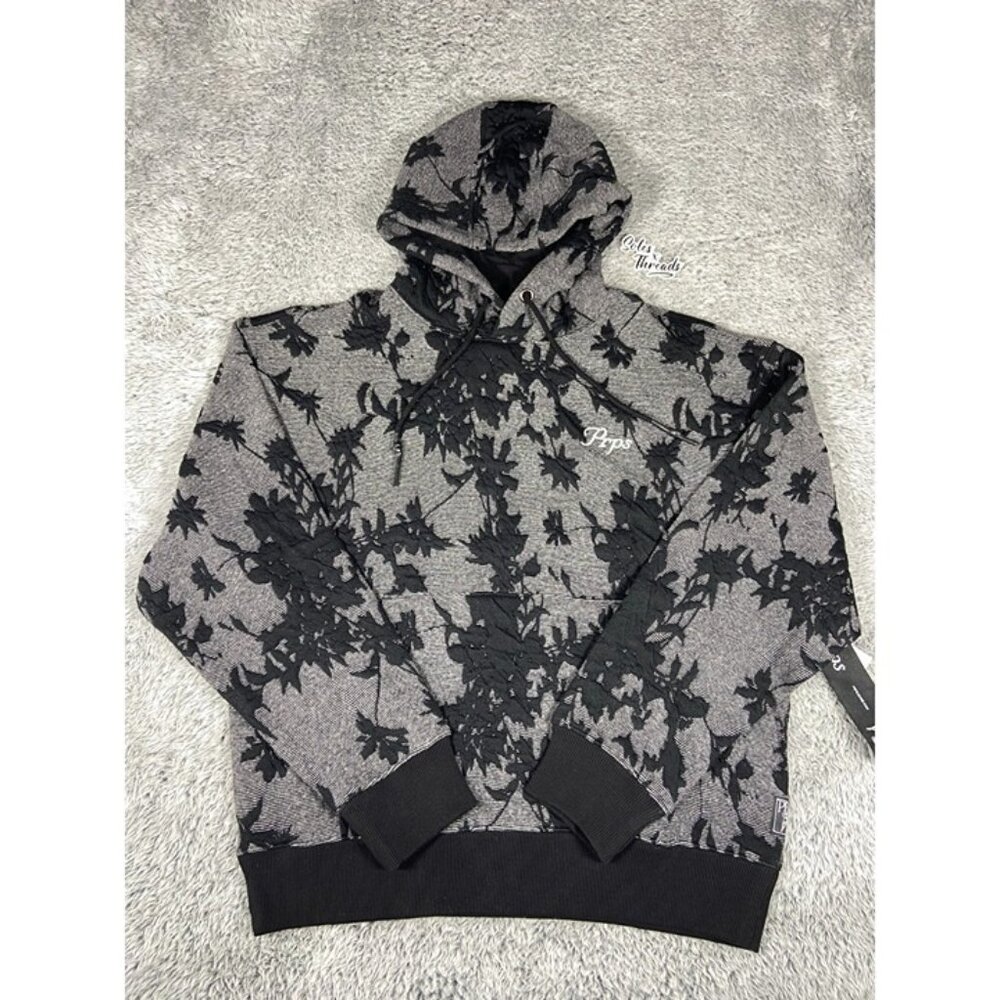 $228 PRPS Breckenridge Floral Hoodie Size Small Men Black Grey